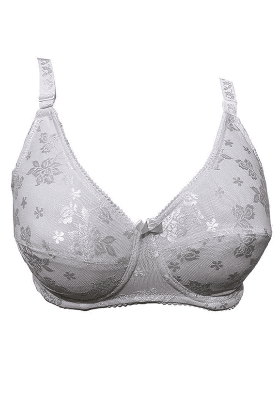 Mastectomy Bra with Pockets for Breast Prosthesis Women's Full Coverage Wirefree Everyday Bra plus size 8102,White,40C