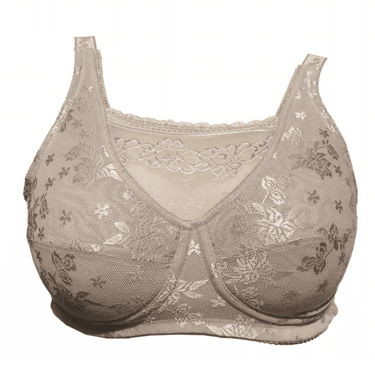 BIMEI Mastectomy Bra with Pockets for Breast Prosthesis Women's Full  Coverage Wirefree Everyday Bra plus size8103,Beige, 34D 