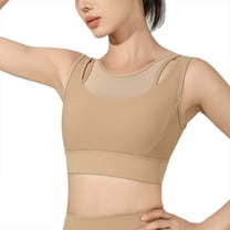 BIMEI Mastectomy Pocket Bra Sports Bra for Women High Impact Molded Fix Cup Wirefree Padded Post Surgery,Beige,Medium