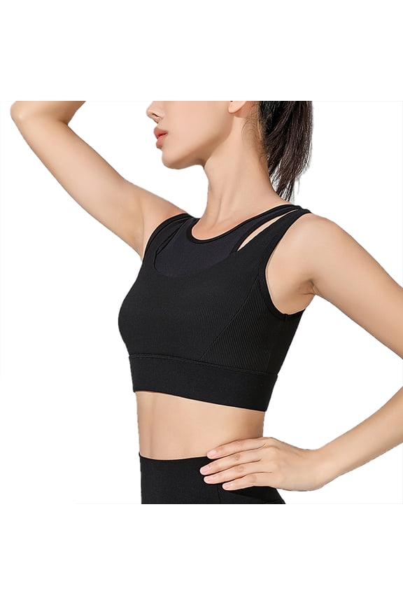 Mastectomy Pocket Bra Sports Bra for Women High Impact Molded Fix Cup Wirefree Padded Post Surgery,Black,X-Large