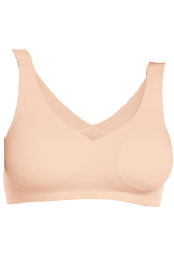 Seamless Mastectomy Bra for Women Breast Prosthesis with Pockets Silky Smooth Bras Soft Daily Full Coverage Bralettes Bras with Removable Pads,Beige,3XL