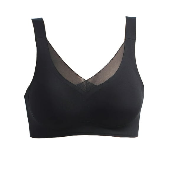 BIMEI Seamless Mastectomy Bra for Women Breast Prosthesis with Pockets Silky Smooth Bras Soft Daily Full Coverage Bralettes Bras with Removable Pads,Black,M