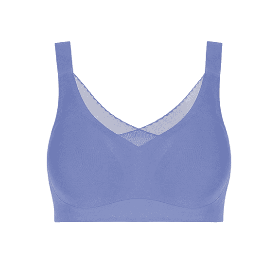 BIMEI Seamless Mastectomy Bra for Women Breast Prosthesis with Pockets Silky Smooth Bras Soft Daily Full Coverage Bralettes Bras with Removable Pads,Blue,M