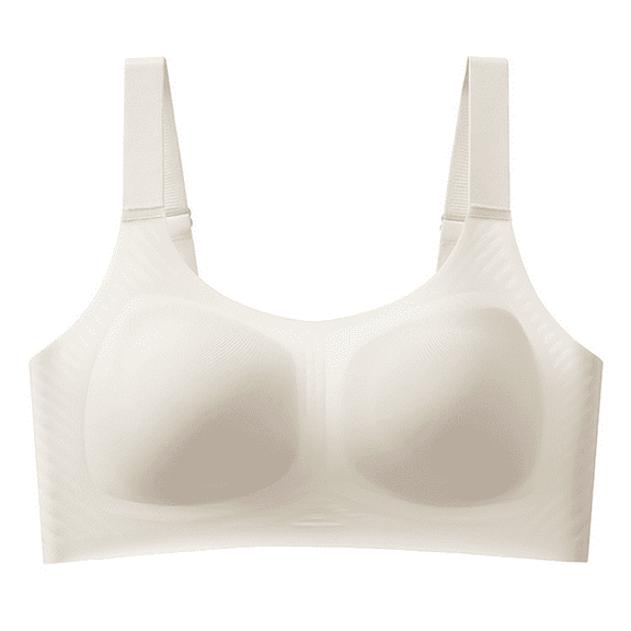 BIMEI Seamless Mastectomy Bra for Women, Pocket Post-Surgery Bra with Support Pads Comfort Lift Daily Bralettes V-Neck with Half-Fixed Cup Coaster,White,M