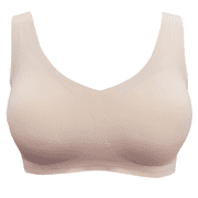 BIMEI Seamless Mastectomy Bra for Women Breast Prosthesis with Pockets Sleep Bras Soft Daily Bras with Removable Pads,Beige,2XL