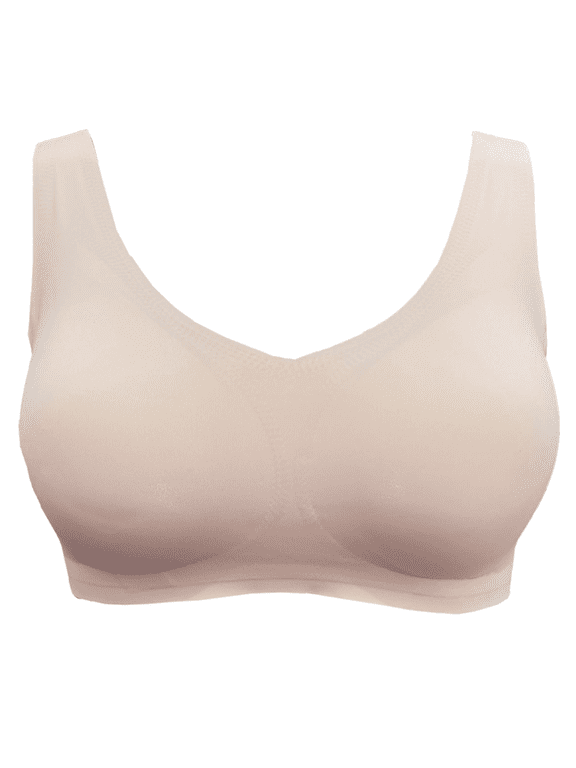 Seamless Mastectomy Bra for Women Breast Prosthesis with Pockets Sleep Bras Soft Daily Bras with Removable Pads,Beige,2XL