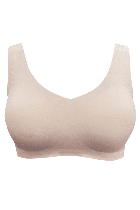 Seamless Mastectomy Bra for Women Breast Prosthesis with Pockets Sleep Bras Soft Daily Bras with Removable Pads,Beige,2XL