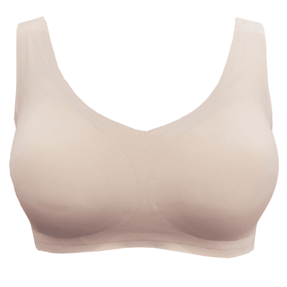 BIMEI Seamless Mastectomy Bra for Women Breast Prosthesis with Pockets Sleep Bras Soft Daily Bras with Removable Pads,Beige,3XL