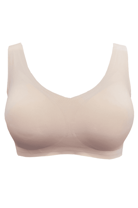 Seamless Mastectomy Bra for Women Breast Prosthesis with Pockets Sleep Bras Soft Daily Bras with Removable Pads,Beige,M