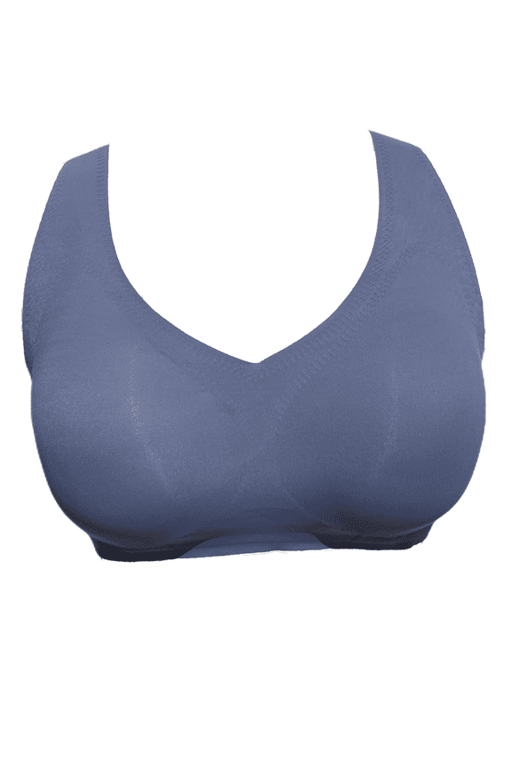 Seamless Mastectomy Bra for Women Breast Prosthesis with Pockets Sleep Bras Soft Daily Bras with Removable Pads,Blue,XL