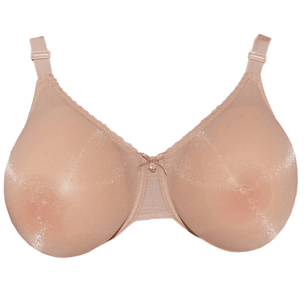 BIMEI See Through Bra CD Mastectomy Lingerie Bra Silicone Breast Forms  Prosthesis Pocket Bra with Steel Ring 9008,Beige,36C