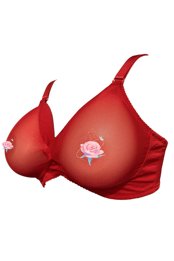 See Through Bra Mastectomy Lingerie Bra Silicone Breast Forms Prosthesis CD Pocket Bra to Hold Fake Boobs 8799,Red,40A