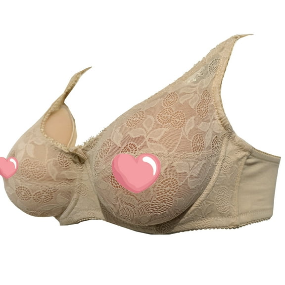 BIMEI See Through Bra Underwired Silicone Breast Forms Pocket Bra Mastectomy Fake Prosthesis,Beige,34 for ABCD