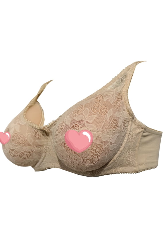 See Through Bra Underwired Silicone Breast Forms Pocket Bra Mastectomy Fake Prosthesis,Beige,40 for ABCD