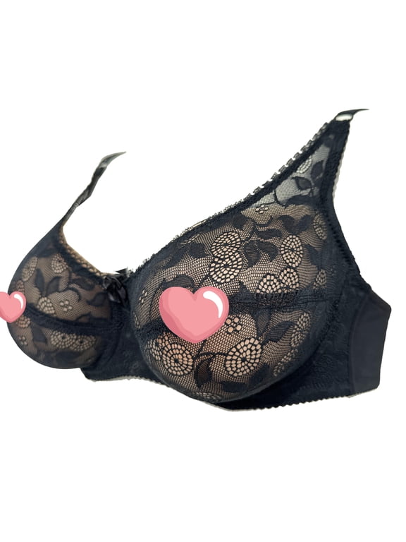 See Through Bra Underwired Silicone Breast Forms Pocket Bra Mastectomy Fake Prosthesis,Black,40 for ABCD