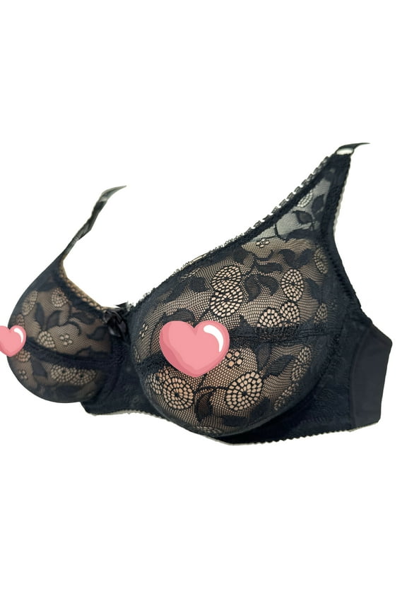 See Through Bra Underwired Silicone Breast Forms Pocket Bra Mastectomy Fake Prosthesis,Black,40 for ABCD