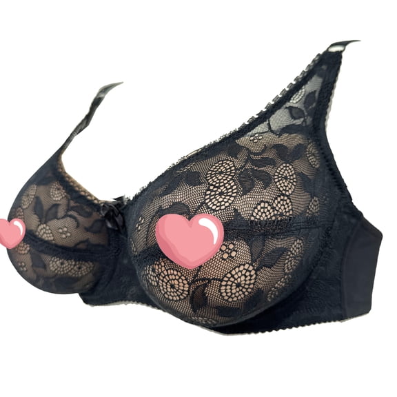 BIMEI See Through Bra Underwired Silicone Breast Forms Pocket Bra Mastectomy Fake Prosthesis,Black,44 for ABCD