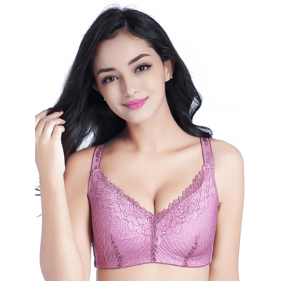 BIMEI Women Everyday Bra for Mastectomy Silicone Breast Inserts for Breast Asymmetry Soft Daily Full Coverage Bralettes Bras,8739,Purple,38C