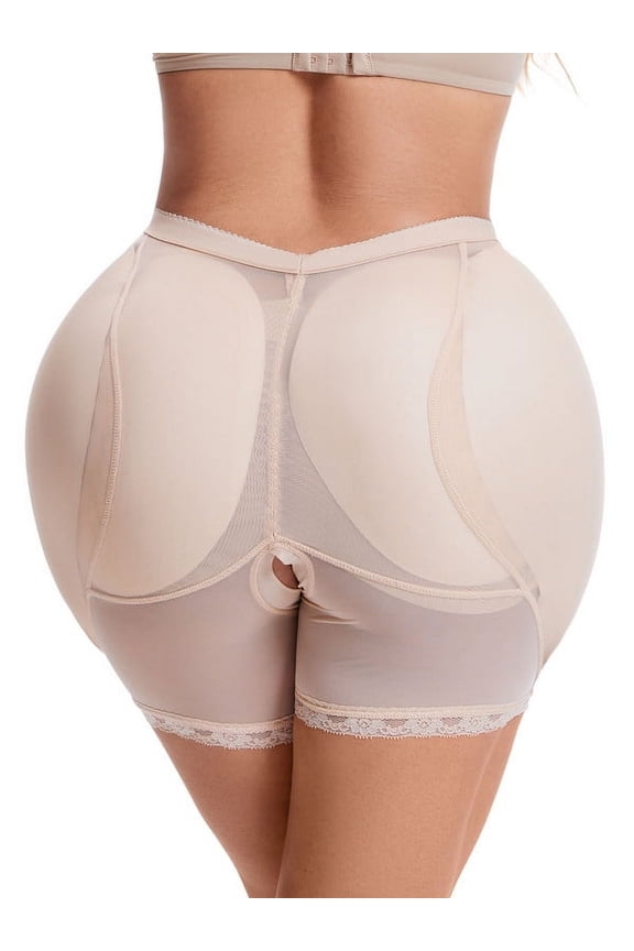 Women Hip Pads Shapewear Open Crotch Hip Enhancer Underwear for Hip Dip Pads Bodyshaper Control Knickers Slimming Boyshorts,Beige,L