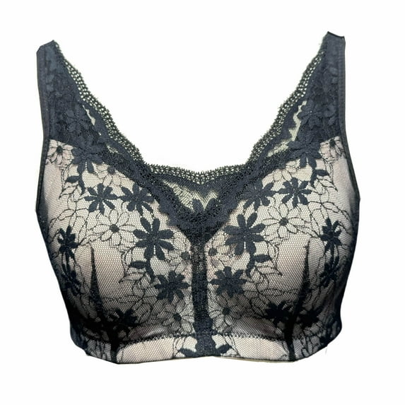 BIMEI Women Mastectomy Bra Breast Prosthesis with Pockets Wirefree Comfort Everyday Bra H24,Black,38A/B/C