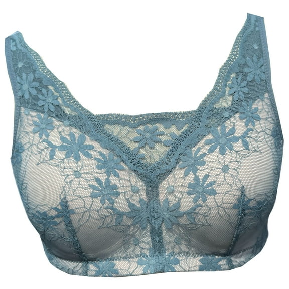 BIMEI Women Mastectomy Bra Breast Prosthesis with Pockets Wirefree Comfort Everyday Bra H24,Blue,38A/B/C
