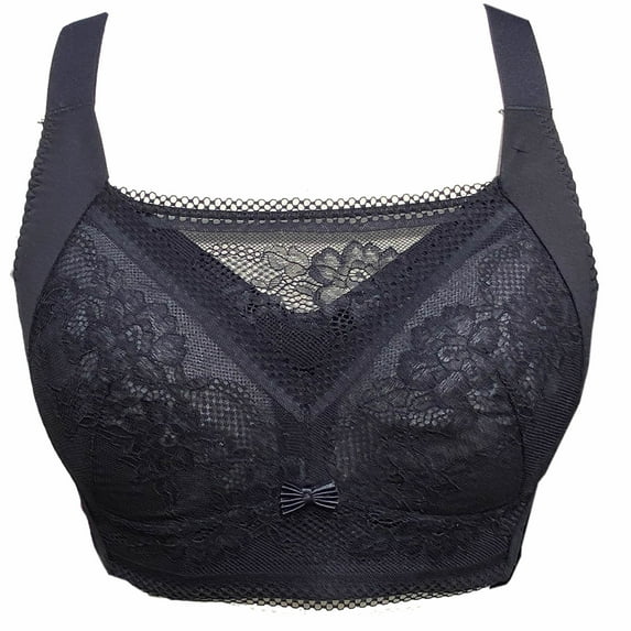 BIMEI Women Mastectomy Bra Breast Prosthesis with Pockets Wirefree Comfort Plus Size Everyday Bra 2437,Black,34 for B/C/D