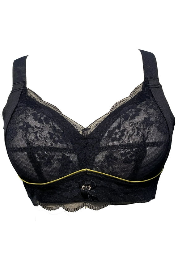 Women Mastectomy Bra Breast Prosthesis with Pockets Wirefree Comfort Plus Size Everyday Bra 2440,Black,42 for B/C/D