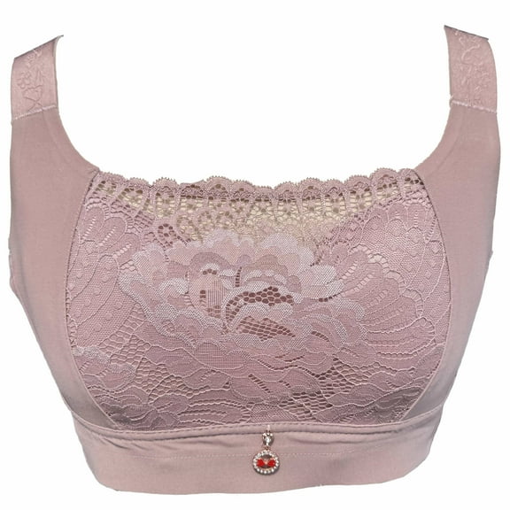 BIMEI Women Mastectomy Bra Breast Prosthesis with Pockets Wirefree Comfort Plus Size Everyday Bra 2442,Pink,36
