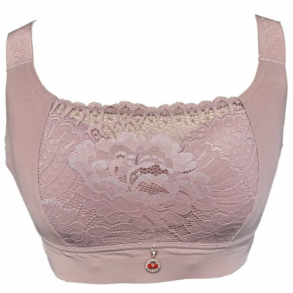 BIMEI Women Mastectomy Bra Breast Prosthesis with Pockets Wirefree Comfort Plus Size Everyday Bra 2442,Pink,36