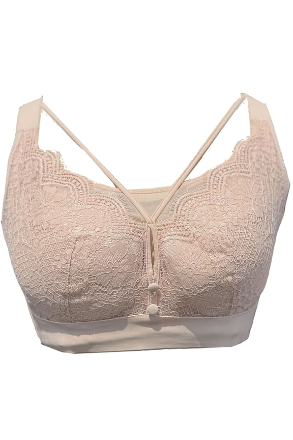 Women Mastectomy Bra Breast Prosthesis with Pockets Wirefree Comfort Plus Size Everyday Bra 2451,Beige,34