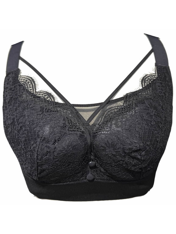 Women Mastectomy Bra Breast Prosthesis with Pockets Wirefree Comfort Plus Size Everyday Bra 2451,Black,40