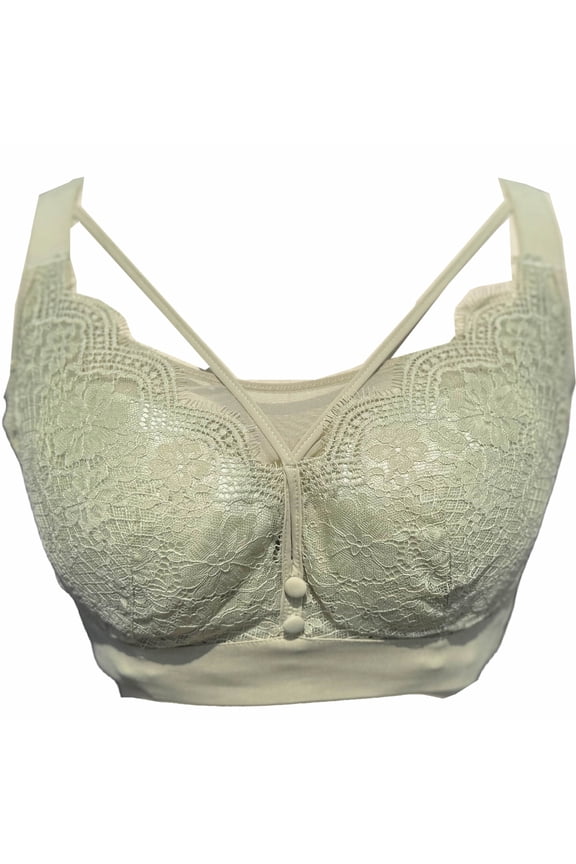 Women Mastectomy Bra Breast Prosthesis with Pockets Wirefree Comfort Plus Size Everyday Bra 2451,Green,38