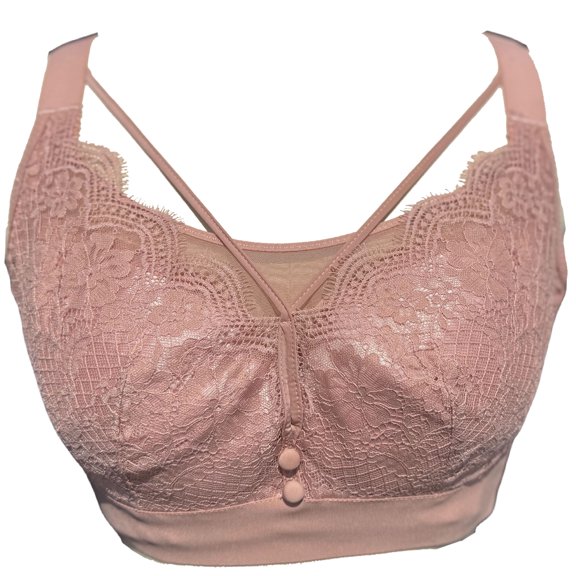 BIMEI Women Mastectomy Bra Breast Prosthesis with Pockets Wirefree Comfort Plus Size Everyday Bra 2451,Pink,36