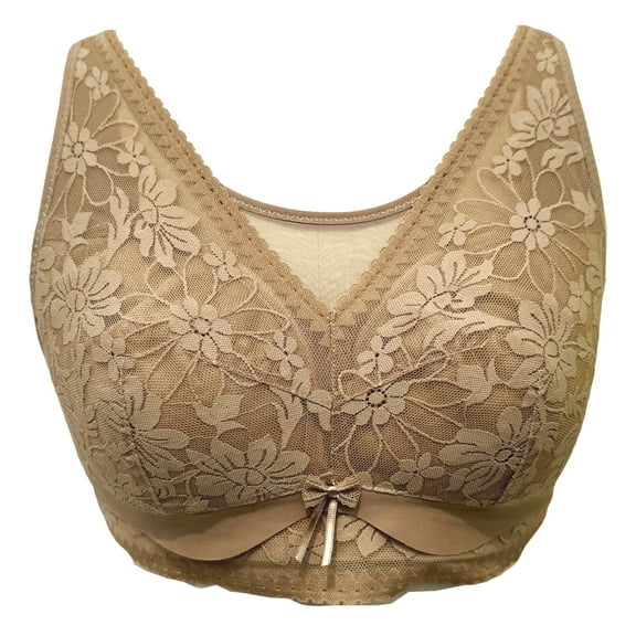 BIMEI Women Mastectomy Bra Breast Prosthesis with Pockets Wirefree Comfort Plus Size Everyday Bra 2452,Khaki,36 for B/C/D
