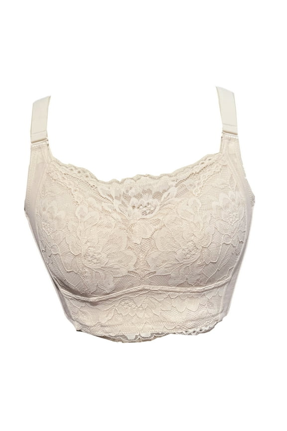 Women Mastectomy Bra Breast Prosthesis with Pockets Wirefree Comfort Plus Size Everyday Bra 2477,Beige,38B