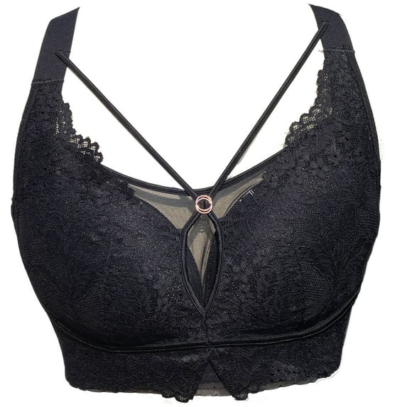 BIMEI Women Mastectomy Bra Lace Desire Wireless Bra Lacy Full-coverage Wirefree Bra 2427,Black,40B