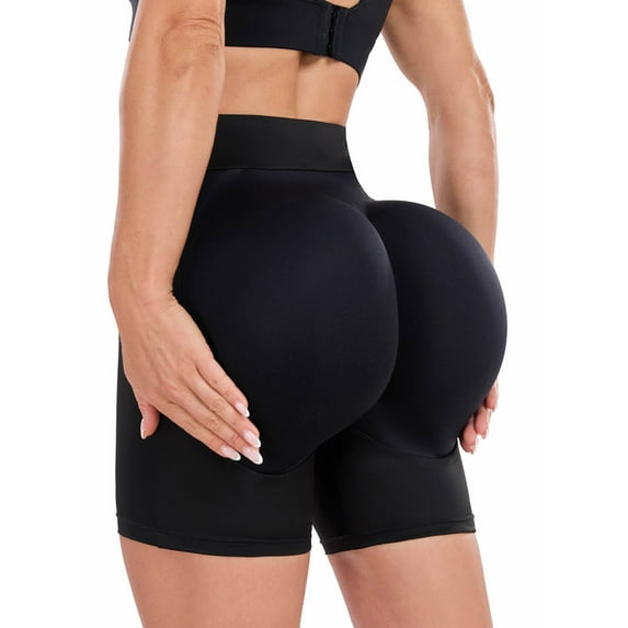BIMEI Women Seamless Butt Lifter Padded Panties Enhancer Boyshorts Underwear,Black,L