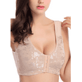 thumbnail image 1 of BIMEI Women's Front Closure Cotton Pocketed Mastectomy Bra Post Surgery Wire Free Full-Freedom Cotton Everyday Bra,8415 Beige,36C, 1 of 7