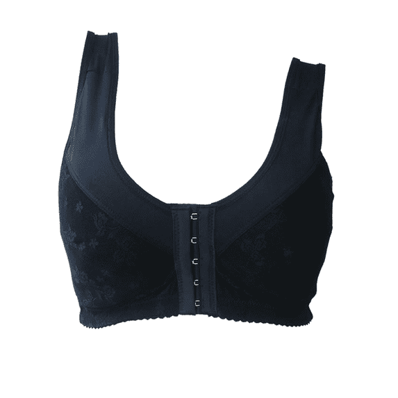 BIMEI Women's Front Closure Cotton Pocketed Mastectomy Bra Post Surgery Wire Free Full-Freedom Cotton Plus Size Everyday Bra,8515,Black,46D