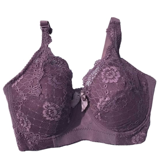 BIMEI Women’s Lace Pocket Bra for Breast Forms | Mastectomy Prosthesis Bra with Underwire & Sheer Lace | Ideal for Silicone Breast Forms, Purple, 40