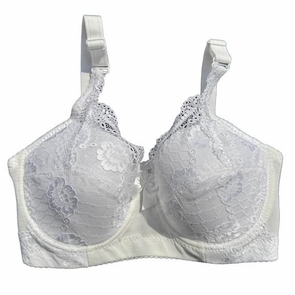 BIMEI Women’s Lace Pocket Bra for Breast Forms | Mastectomy Prosthesis Bra with Underwire & Sheer Lace | Ideal for Silicone Breast Forms, White, 40
