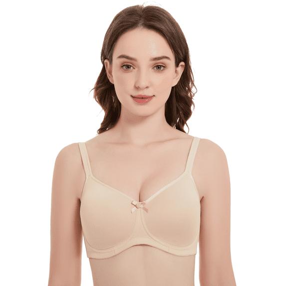BIMEI Women's Mastectomy Bra Coolmax Wire Free Pocketed Post-Surgery Everyday Bra 2388,Light Nude,34A