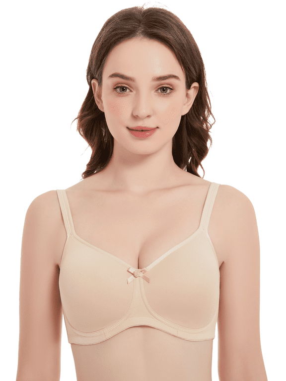 Women's Mastectomy Bra Coolmax Wire Free Pocketed Post-Surgery Everyday Bra 2388,Light Nude,36C