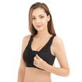 thumbnail image 1 of BIMEI Women's Mastectomy Bra Front-Close Plus Size Cotton Support Wireless Bra 8985,Black,M for 36ABCD, 1 of 8