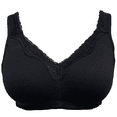 thumbnail image 1 of BIMEI Women's Mastectomy Bra Lace Plus Size Full Coverage Non Padded Comfort Cotton Wirefree Bra with Pocket,Black,48D, 1 of 5