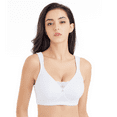 thumbnail image 1 of BIMEI Women's Mastectomy Bra Pockets Wireless Post-Surgery Invisible Pockets for Breast Forms Everyday Bra Plus Size Bra 9818,White, 36A, 1 of 8