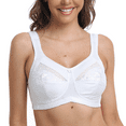 thumbnail image 1 of BIMEI Women's Mastectomy Bra Pockets Wireless Post-Surgery Invisible Pockets for Breast Forms Flower Embroidery Everyday Bra Sleep Bra 2118,White,42C, 1 of 9
