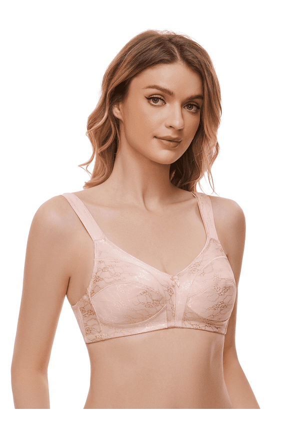 Women's Mastectomy Bra Pockets Wireless Post-Surgery Plus Size Sleep Bra -2318,Rose,44B