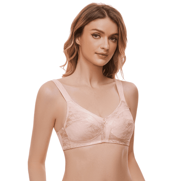 BIMEI Women's Mastectomy Bra Pockets Wireless Post-Surgery Plus Size Sleep Bra -2318,Rose,44C