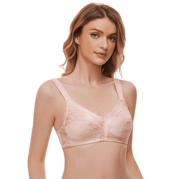 BIMEI Women's Mastectomy Bra Pockets Wireless Post-Surgery Plus Size Sleep Bra -2318,Rose,44C